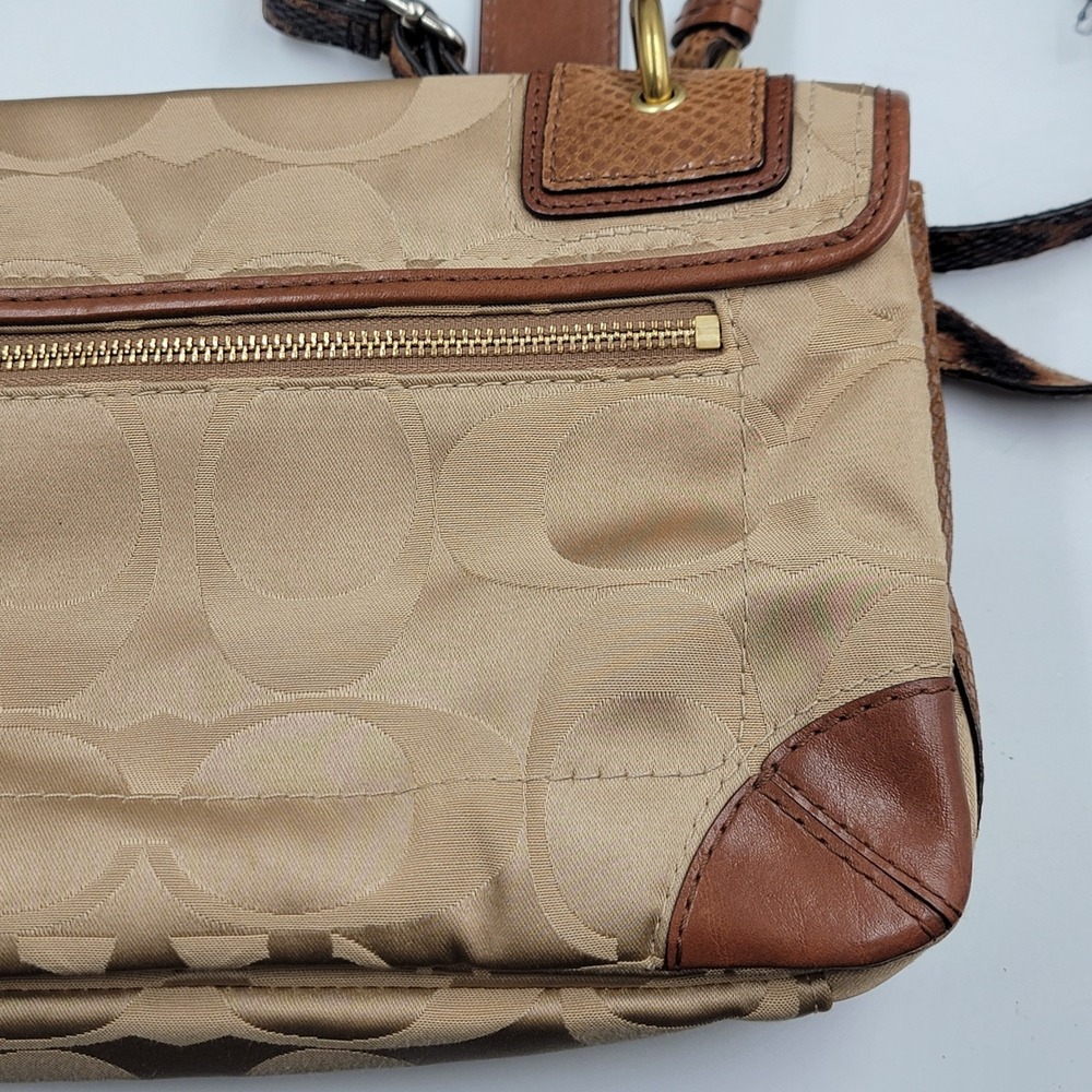 Vintage Coach J0969-14504 Peyton Beige Signature Sateen Brown snake Skin Y2k - Picture 13 of 14